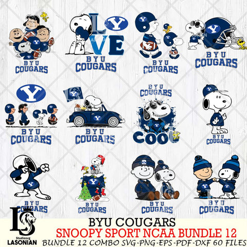 BYU Cougars  Snoopy NCAA Bundle 12 SVG Svg Eps Dxf Png File, Digital Download