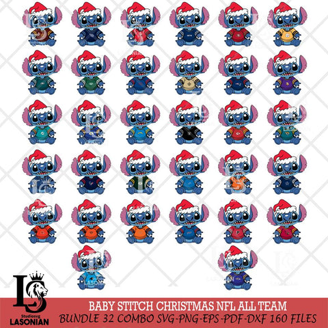 Baby Stitch Christmas NFL ALL TEAM Svg Eps Dxf Png File, Digital Download, Instant Download