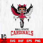 Ball State Cardinals Anglel Black Fan Girl Betty Boop, Svg Eps Dxf Png File, Digital Download