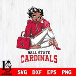 Ball State Cardinals Awesome Black Fan Girl Betty Boop, Svg Eps Dxf Png File, Digital Download