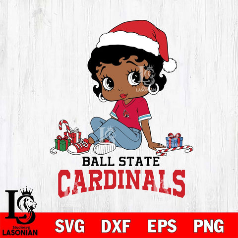 Ball State Cardinals Betty Boop Christmas File Cut, NCAA SVG DXF EPS PNG PDF File, Digital Download , Criucut , Silhouette