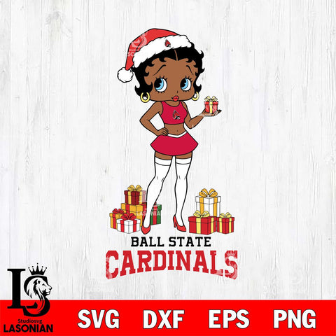 Ball State Cardinals Betty Boop Christmas Gift File Cut, NCAA SVG DXF EPS PNG PDF File, Digital Download , Criucut , Silhouette