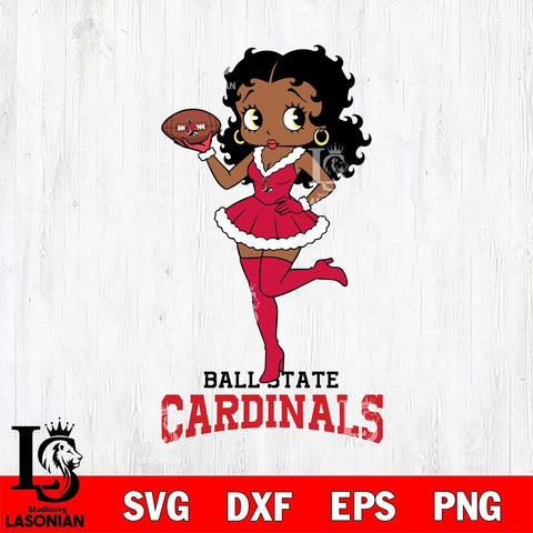 Ball State Cardinals Betty Boop Christmas Rugby File Cut, NCAA SVG DXF EPS PNG PDF File, Digital Download , Criucut , Silhouette