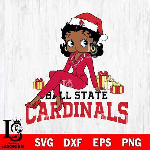 Ball State Cardinals Betty Boop Christmas fan File Cut, NCAA SVG DXF EPS PNG PDF File, Digital Download , Criucut , Silhouette