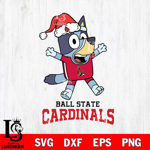 Ball State Cardinals Bluey Happy Christmas Svg Eps Dxf Png File, Digital Download