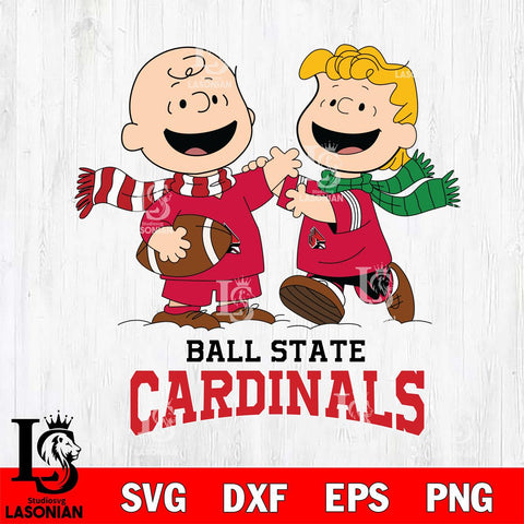 Ball State Cardinals Charlie Brown & Linus Football Cricut,Christmas SVG DXF EPS PNG FILE, NCAA Digital Download,Instant Download, Silhouette