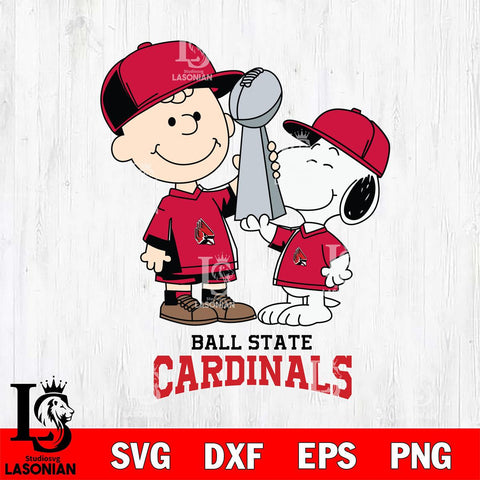 Ball State Cardinals Charlie Brown and Snoopy Champions Svg Eps Dxf Png File, NCAA svg , Digital Download , Instant Download, Cricut File