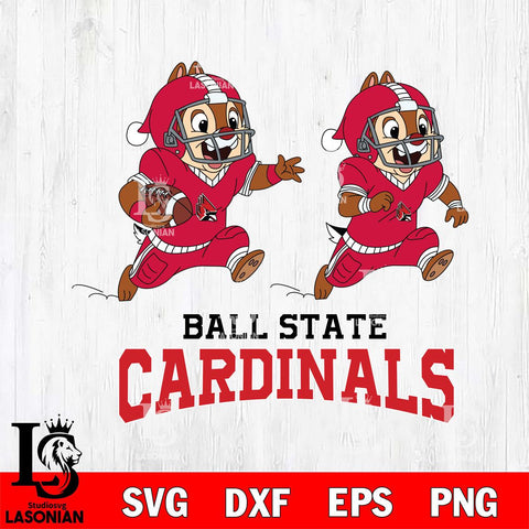 Ball State Cardinals Chip & Dale Football Cricut,Christmas SVG DXF EPS PNG FILE, NCAA Digital Download,Instant Download, Silhouette