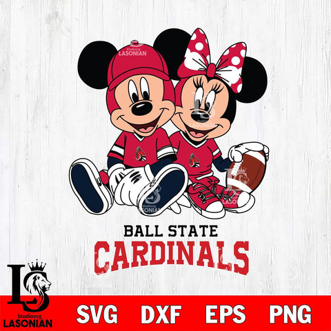Ball State Cardinals Disney Mickey And Minnie Football Svg Eps Dxf Png File, NCAA svg , Digital Download , Instant Download, Cricut File