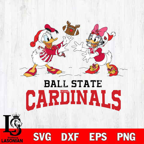 Ball State Cardinals Donald Duck & Daisy Duck Football Cricut,Christmas SVG DXF EPS PNG FILE, NCAA Digital Download,Instant Download, Silhouette