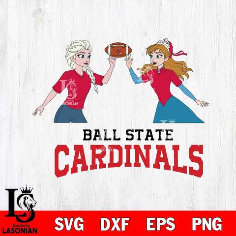 Ball State Cardinals Elsa & Anna Football Cricut,Christmas SVG DXF EPS PNG FILE, NCAA Digital Download,Instant Download, Silhouette