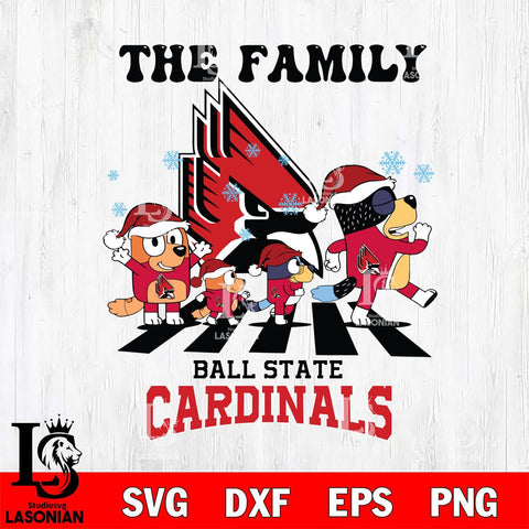 Ball State Cardinals Family Bluey Christmas Svg Eps Dxf Png File, Digital Download