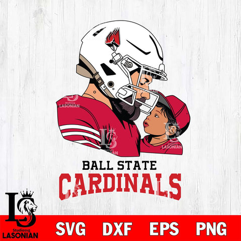 Ball State Cardinals Father And Child Rugby SVG DXF EPS PNG FILE,NCAA SVG, Father day Digital Download,Instant Download, Silhouette