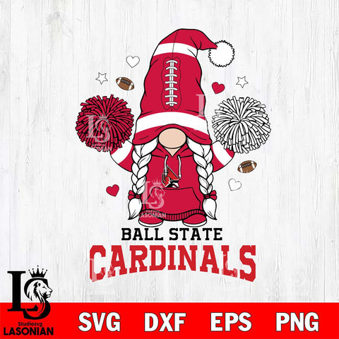 Ball State Cardinals Gnome cheerleader File Cut, NCAA SVG, Digital Download , Criucut , Silhouette