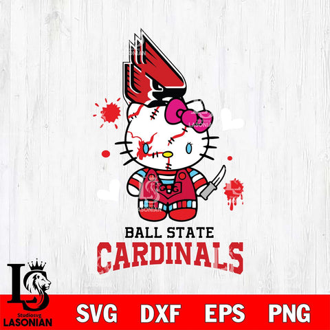 Ball State Cardinals Hello Kitty Horror 2 Svg Eps Dxf Png File, Digital Download