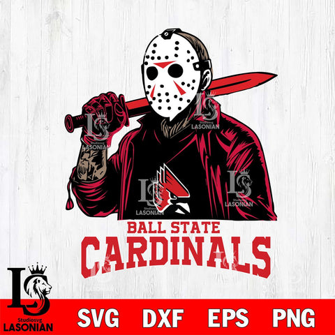 Ball State Cardinals Jason Voorhees Horror Halloween Svg Eps Dxf Png File, NCAA svg, Digital Download, Instant Download
