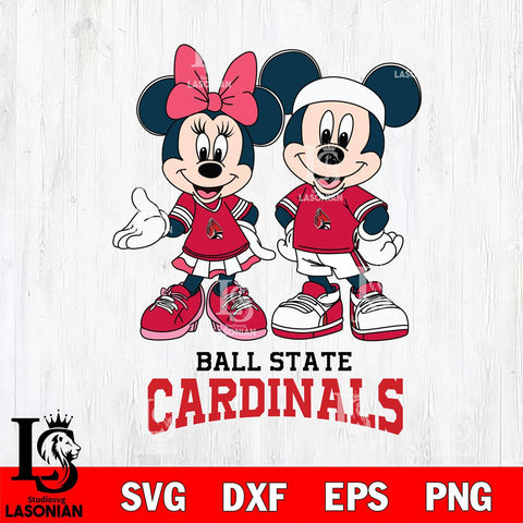 Ball State Cardinals Mickey And Minnie Football Svg Eps Dxf Png File, NCAA svg , Digital Download , Instant Download, Cricut File