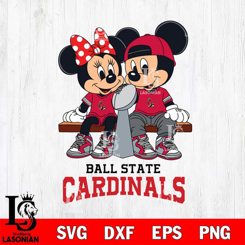 Ball State Cardinals Mickey And Minnie Football Champions Svg Eps Dxf Png File, NCAA svg , Digital Download , Instant Download, Cricut File