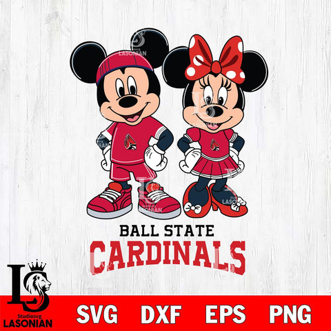 Ball State Cardinals Mickey And Minnie Rugby Svg Eps Dxf Png File, NCAA svg , Digital Download , Instant Download, Cricut File
