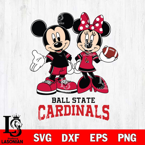 Ball State Cardinals Mickey Minnie Football Svg Eps Dxf Png File, NCAA svg , Digital Download , Instant Download, Cricut File