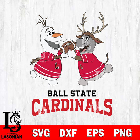 Ball State Cardinals Olaf & Sven Football Cricut,Christmas SVG DXF EPS PNG FILE, NCAA Digital Download,Instant Download, Silhouette