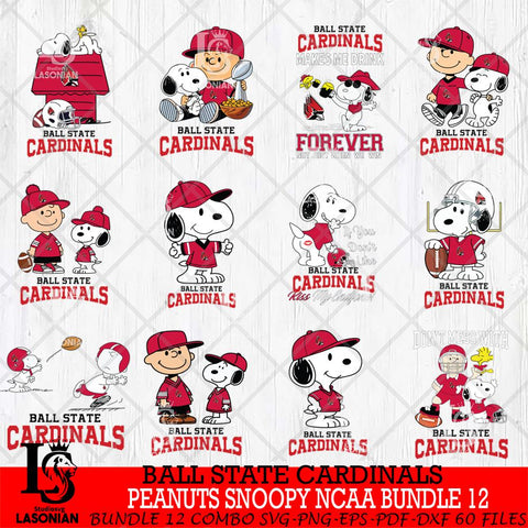 Ball State Cardinals Peanuts Snoopy Player NCAA Bundle 12 SVG DXF EPS PNG FILE,Snoopy File Cut, bundle NCAA Digital Download,Instant Download, Silhouette