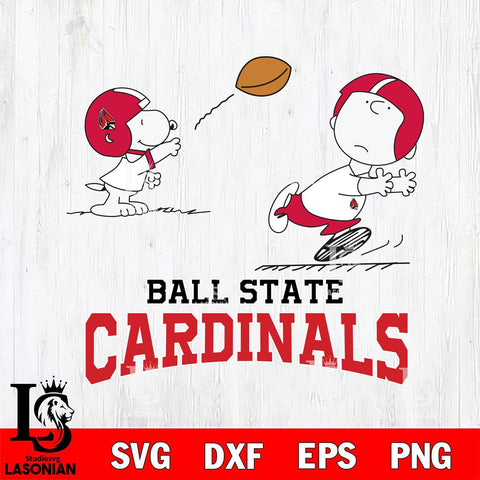 Ball State Cardinals Peanuts play football SVG DXF EPS PNG FILE,Snoopy File Cut, NCAA Digital Download,Instant Download,Christmas Silhouette