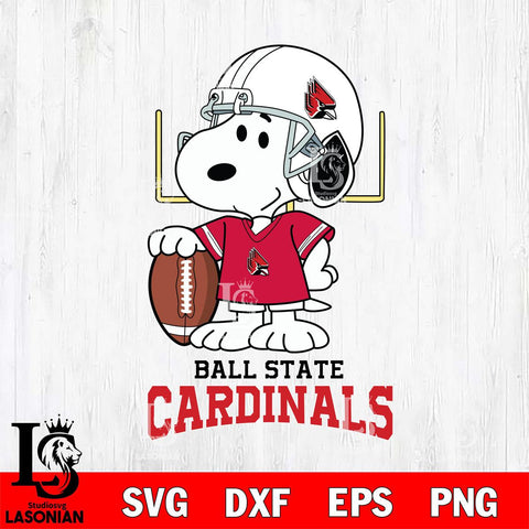 Ball State Cardinals Snoopy Player Football SVG DXF EPS PNG FILE,Snoopy File Cut, NCAA Digital Download,Instant Download,Christmas Silhouette