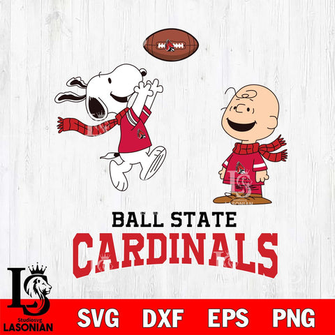 Ball State Cardinals Snoopy & Charlie Brown Football Cricut,Christmas SVG DXF EPS PNG FILE, NCAA Digital Download,Instant Download, Silhouette