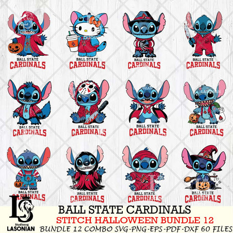 Ball State Cardinals Stitch Horror Bundle 12 SVG Svg Eps Dxf Png File, NCAA svg, Digital Download, Instant Download
