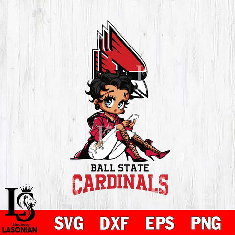 Ball State Cardinals Style Black Fan Girl Betty Boop, Svg Eps Dxf Png File, Digital Download