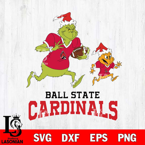 Ball State Cardinals The Grinch & Max Football Cricut,Christmas SVG DXF EPS PNG FILE, NCAA Digital Download,Instant Download, Silhouette