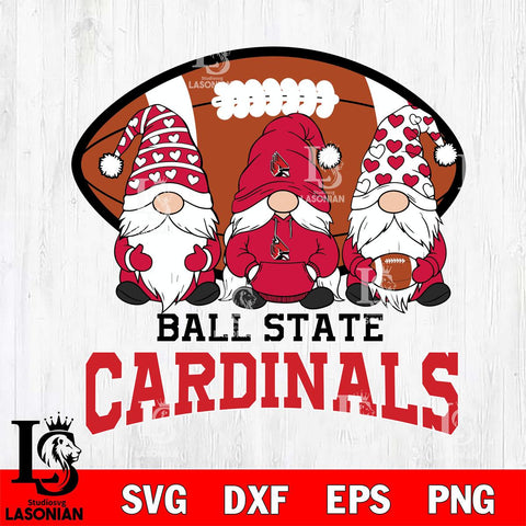 Ball State Cardinals Three Gnome Football File Cut, NCAA SVG, Digital Download , Criucut , Silhouette