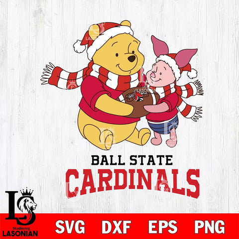 Ball State Cardinals Winnie the Pooh & Piglet Football Cricut,Christmas SVG DXF EPS PNG FILE, NCAA Digital Download,Instant Download, Silhouette