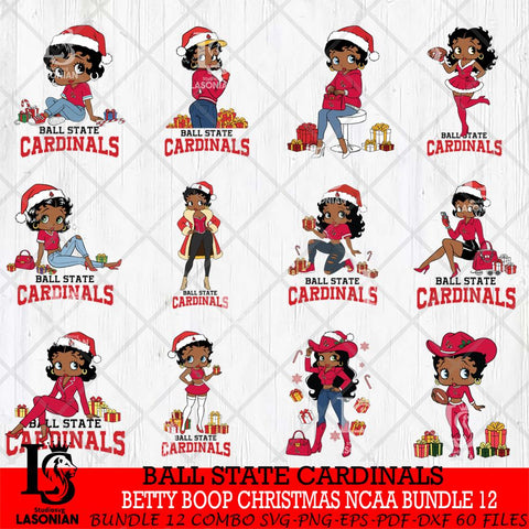 Ball State Cardinals  Betty Boop Christmas NCAA Bundle File Cut, Bundle NCAA SVG DXF EPS PNG PDF File, Digital Download , Criucut , Silhouette