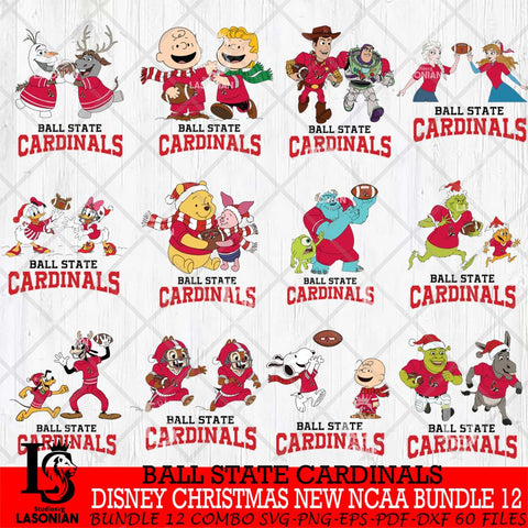 Ball State Cardinals  Disney Christmas New NCAA Bundle 12 Cricut,Christmas SVG DXF EPS PNG FILE, BUNDLE NCAA Digital Download,Instant Download, Silhouette
