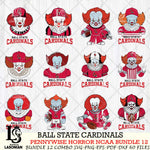 Ball State Cardinals  Pennywise Horror NCAA Bundle 12 SVG Svg Eps Dxf Png File, Digital Download