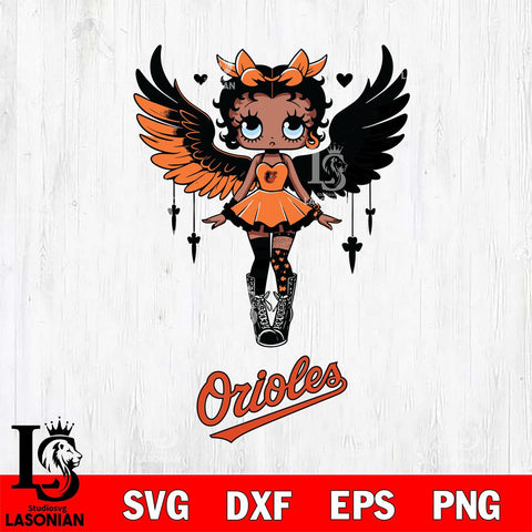 Baltimore Orioles Anglel Black Fan Girl Betty Boop