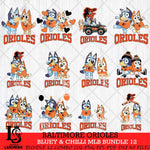 Baltimore Orioles Bluey & Bingo MLB Bundle 12 SVG Eps Dxf Png File, Bundle MLB svg, Digital Download, Instant Download
