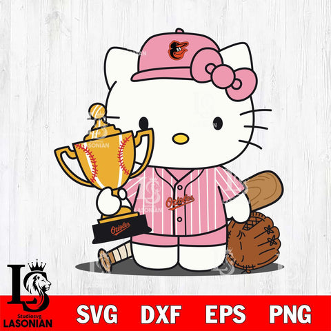Baltimore Orioles Hello Kitty Pink baseball Champion SVG DXF EPS PNG FILE, MLB File Cut,Hello Kitty Digital Download,Instant Download, Silhouette