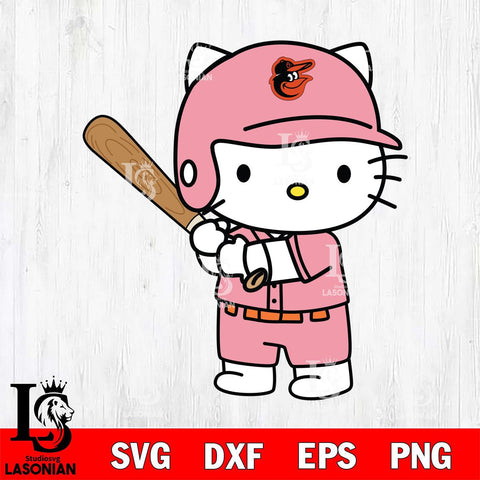 Baltimore Orioles Hello Kitty Player SVG DXF EPS PNG FILE, MLB File Cut,Hello Kitty Digital Download,Instant Download, Silhouette
