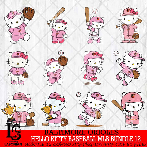 Baltimore Orioles Hello Kitty Player Baseball MLB Bundle 12 SVG DXF EPS PNG FILE, MLB Bundle File Cut,Hello Kitty Digital Download,Instant Download, Silhouette