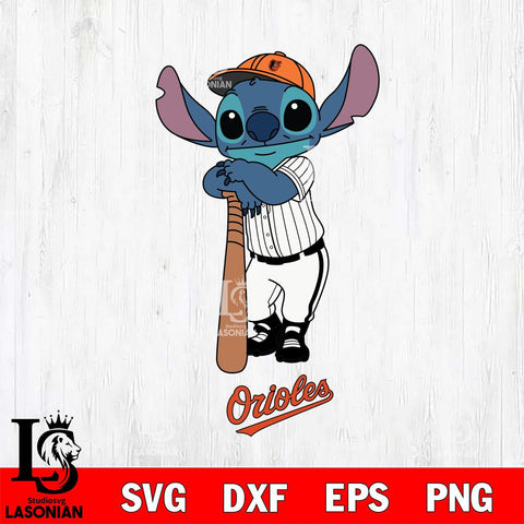 Baltimore Orioles Stitch Baseball bat SVG DXF EPS PNG FILE, MLB File Cut, Digital Download,Instant Download, Silhouette, Stitch Cricut