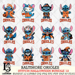 Baltimore Orioles Stitch Horror Bundle 12 SVG Svg Eps Dxf Png File, MLB svg, Digital Download, Instant Download