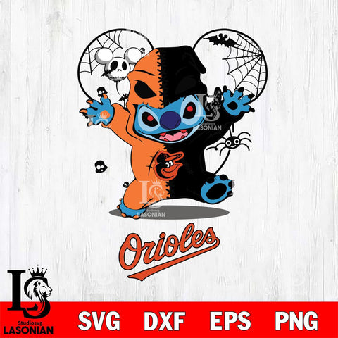 Baltimore Orioles Stitch Horror Halloween 2 Svg Eps Dxf Png File, Digital Download, Instant Download