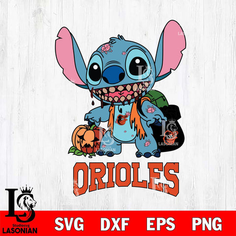 Baltimore Orioles Stitch Zombie Svg Eps Dxf Png File, MLB svg, Digital Download, Instant Download