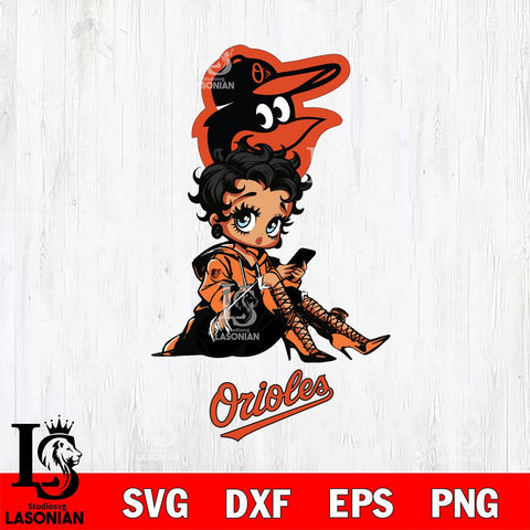 Baltimore Orioles Style Black Fan Girl Betty Boop