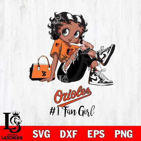 Baltimore Orioles #1 Black Fan Girl Betty Boop