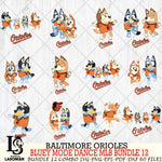 Baltimore Orioles  Bluey Dance MLB Bundle 12 SVG Eps Dxf Png File, Digital Download, Instant Download