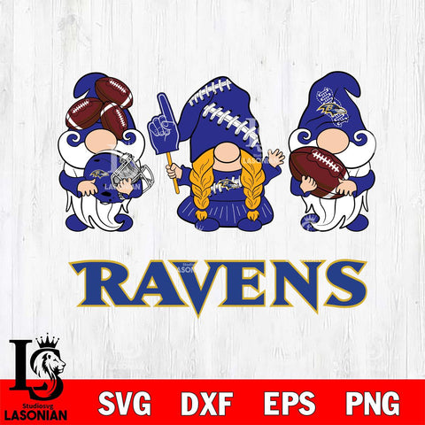 Baltimore Ravens 3 Gnomes Football Svg Eps Dxf Png File, Digital Download, Instant Download